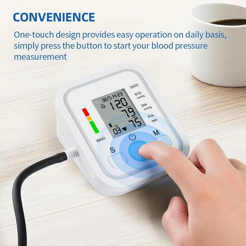 Portable Tonometer Digital Tensiometer Heart Rate Monitor Arm Blood Pressure Monitor BP Equipment Automatic Professional Medical