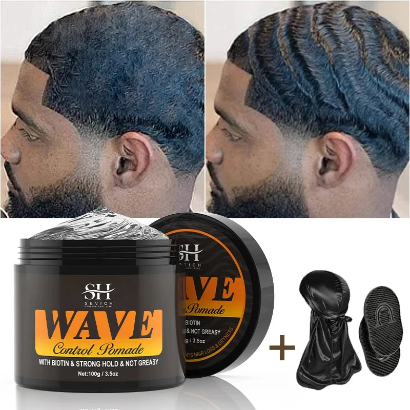 Curly Hair Cream Wave Kit for 360 Waves Hair Styling Pomade Oil Based Style Texture Wave Pomade Gel for Black Men African Braids