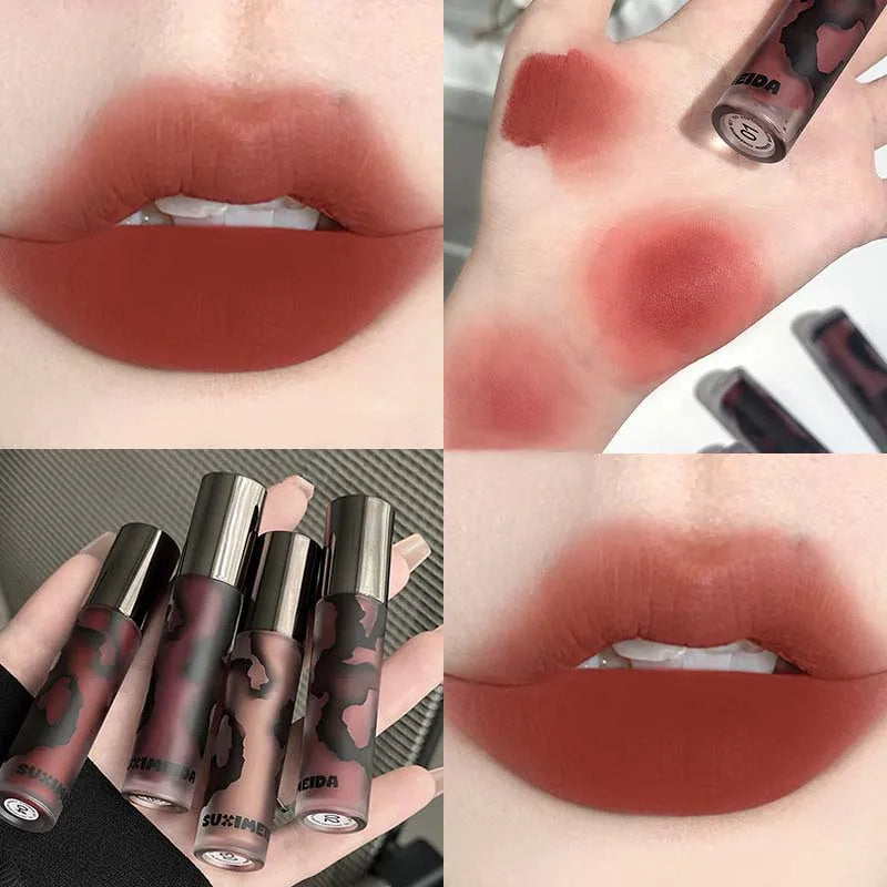 Rose Garden Matte Muse Lip Mud Liquid Lipstick Waterproof Nude Lip Gloss Long Lasting Non-stick Cup Sexy Women Lipgloss Cosmetic