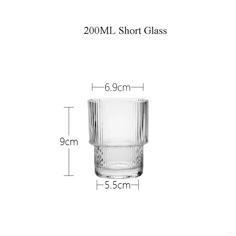 Clear glass with dimensions labeled on a white background