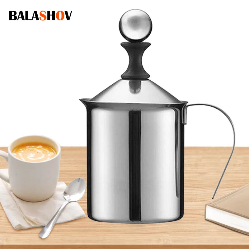 Stainless Milk Frother 800ML Double Mesh Milk Creamer Milk Foam For Milk Egg Cofffee Beater Kitchen Tool Coffee Mixe Frother