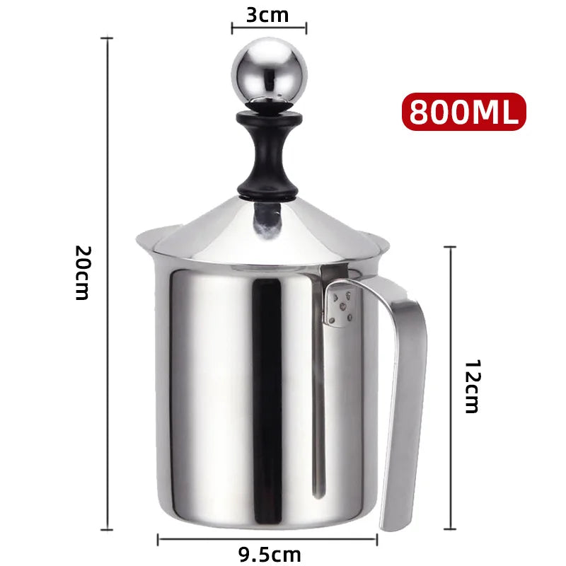 Stainless Milk Frother 800ML Double Mesh Milk Creamer Milk Foam For Milk Egg Cofffee Beater Kitchen Tool Coffee Mixe Frother