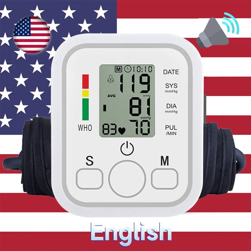 Portable Tonometer Digital Tensiometer Heart Rate Monitor Arm Blood Pressure Monitor BP Equipment Automatic Professional Medical