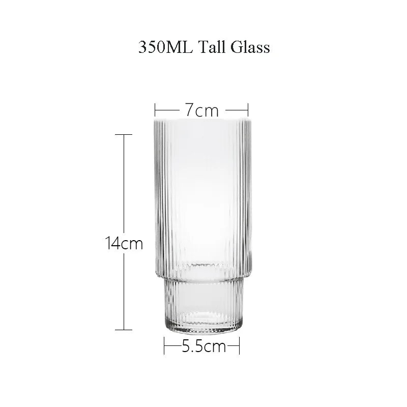 Clear glass with dimensions labeled on a white background
