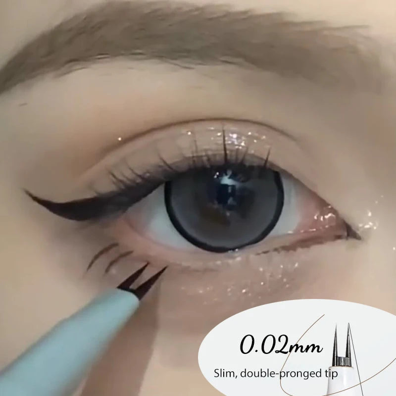 Ultra-thin 2 Fork Tip Liquid Eyeliner Double Forked Tip Lower eyelash Pen Makeup Smooth Eye Liner 2Point Eyebrow Pencil Cosmetic