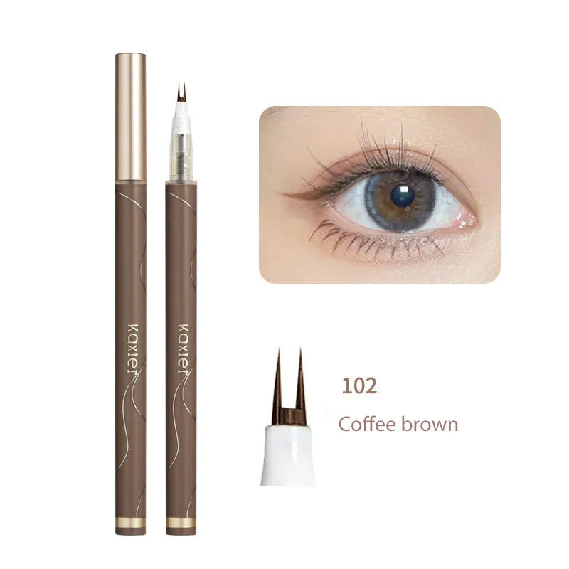 Ultra-thin 2 Fork Tip Liquid Eyeliner Double Forked Tip Lower eyelash Pen Makeup Smooth Eye Liner 2Point Eyebrow Pencil Cosmetic