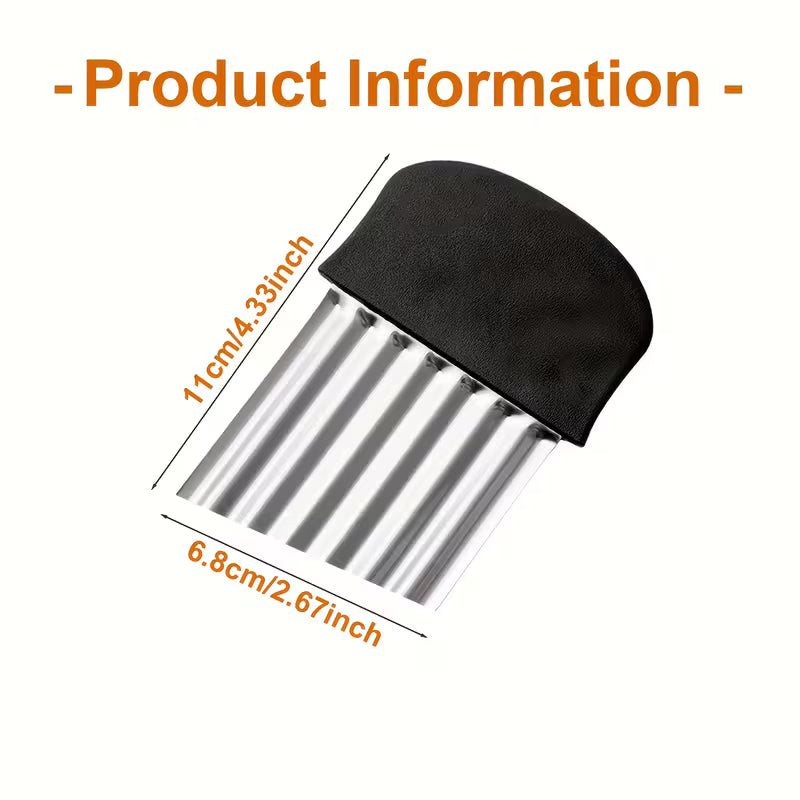 Stainless Steel Wavy Cutter - Ergonomic Vegetable Crinkle Slicer for Fries & Salads