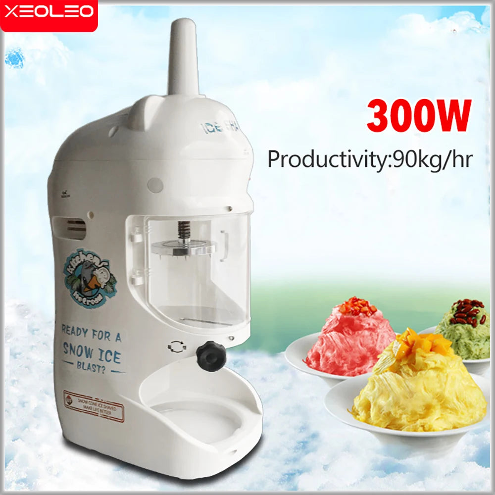 XEOLEO Commercial Ice Shaver Machine 90kg/hr - 300W Snow Cone Maker for Shaved Ice