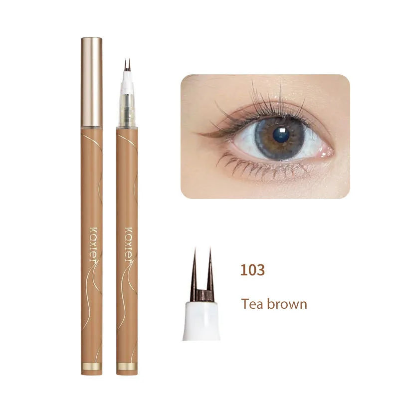 Ultra-thin 2 Fork Tip Liquid Eyeliner Double Forked Tip Lower eyelash Pen Makeup Smooth Eye Liner 2Point Eyebrow Pencil Cosmetic