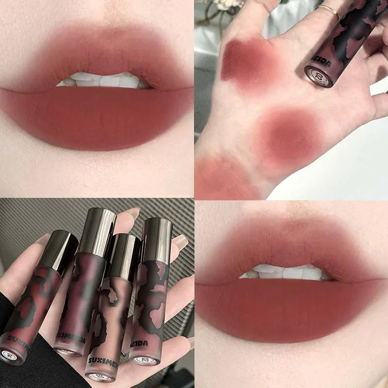 Rose Garden Matte Muse Lip Mud Liquid Lipstick Waterproof Nude Lip Gloss Long Lasting Non-stick Cup Sexy Women Lipgloss Cosmetic