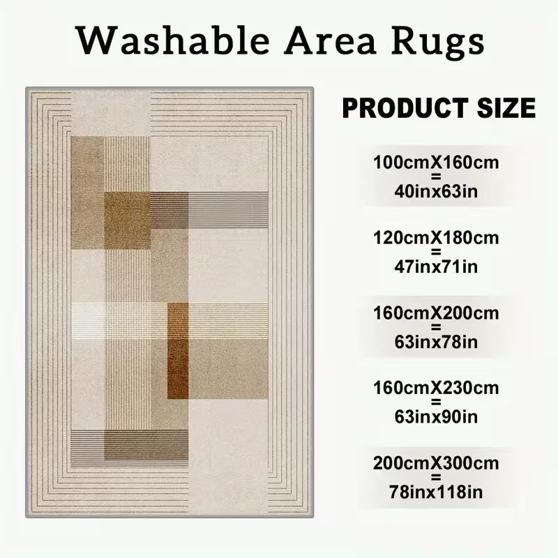Geometric Fluffy Mat - Washable Non-Slip Rug